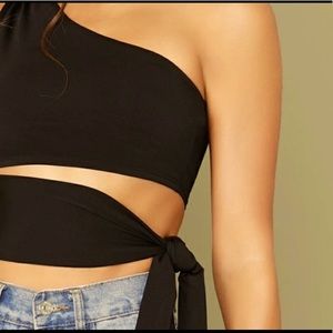 SHEIN one-shoulder cutout crop top